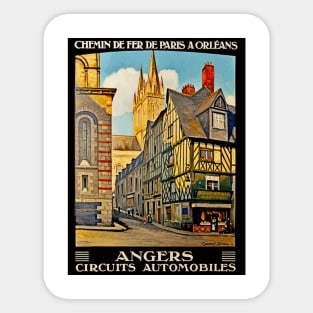 Angers France - Vintage French Travel Poster Design Sticker